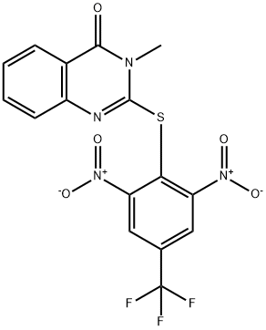 2-[2,6-dinitro-4-(trifluoromethyl)phenyl]sulfanyl-3-methylquinazolin-4-one Struktur