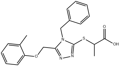 2-[[4-benzyl-5-[(2-methylphenoxy)methyl]-1,2,4-triazol-3-yl]sulfanyl]propanoic acid Structure