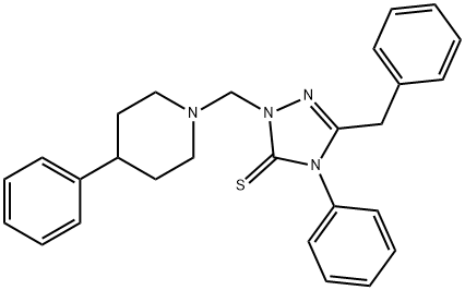 5-benzyl-4-phenyl-2-[(4-phenylpiperidin-1-yl)methyl]-1,2,4-triazole-3-thione Structure