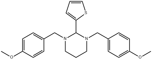 1,3-bis[(4-methoxyphenyl)methyl]-2-thiophen-2-yl-1,3-diazinane 结构式