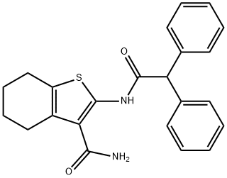 2-[(2,2-diphenylacetyl)amino]-4,5,6,7-tetrahydro-1-benzothiophene-3-carboxamide 化学構造式