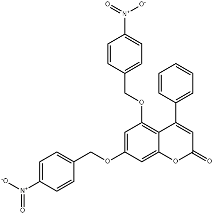 5,7-bis[(4-nitrophenyl)methoxy]-4-phenylchromen-2-one Struktur