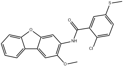 2-chloro-N-(2-methoxydibenzofuran-3-yl)-5-methylsulfanylbenzamide 化学構造式