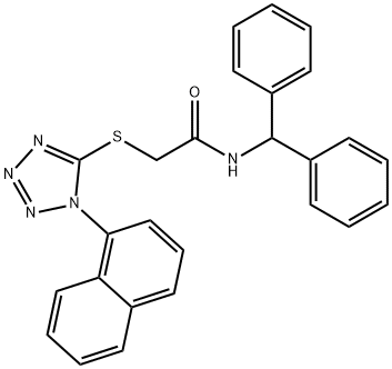 N-benzhydryl-2-(1-naphthalen-1-yltetrazol-5-yl)sulfanylacetamide 化学構造式