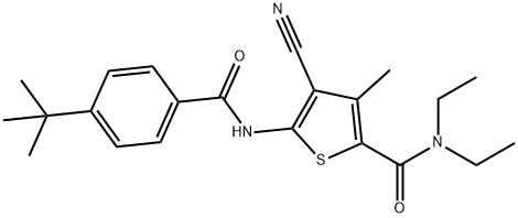 5-[(4-tert-butylbenzoyl)amino]-4-cyano-N,N-diethyl-3-methylthiophene-2-carboxamide Structure