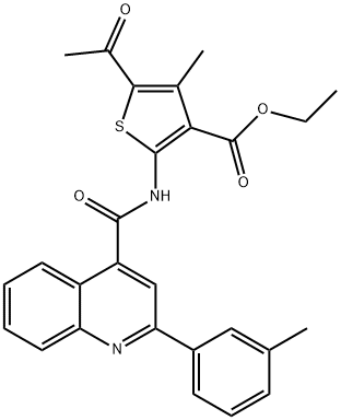 ethyl 5-acetyl-4-methyl-2-[[2-(3-methylphenyl)quinoline-4-carbonyl]amino]thiophene-3-carboxylate,303138-44-5,结构式