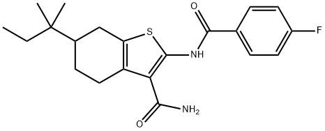 2-[(4-fluorobenzoyl)amino]-6-(2-methylbutan-2-yl)-4,5,6,7-tetrahydro-1-benzothiophene-3-carboxamide Structure