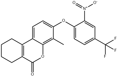 4-methyl-3-[2-nitro-4-(trifluoromethyl)phenoxy]-7,8,9,10-tetrahydrobenzo[c]chromen-6-one 化学構造式