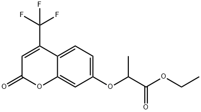 ethyl 2-[2-oxo-4-(trifluoromethyl)chromen-7-yl]oxypropanoate Struktur