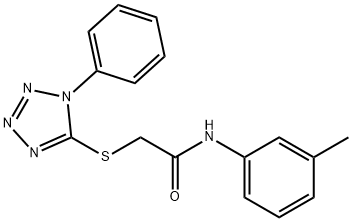 N-(3-methylphenyl)-2-(1-phenyltetrazol-5-yl)sulfanylacetamide 结构式