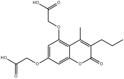 2-[5-(carboxymethoxy)-4-methyl-2-oxo-3-propylchromen-7-yl]oxyacetic acid Struktur