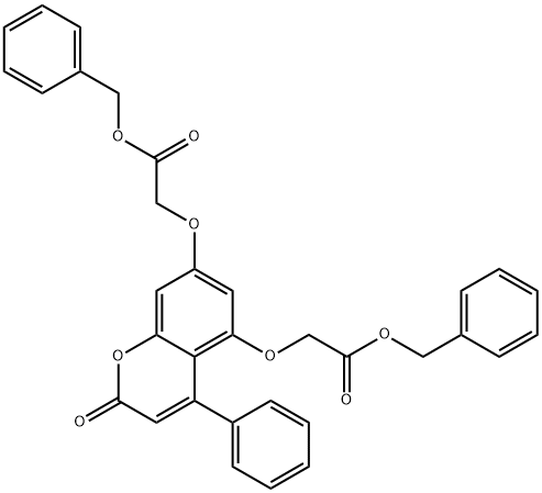 benzyl 2-[2-oxo-5-(2-oxo-2-phenylmethoxyethoxy)-4-phenylchromen-7-yl]oxyacetate 结构式