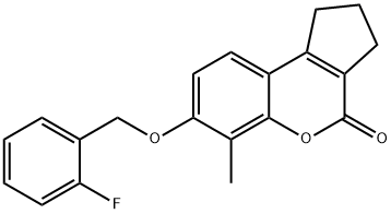 7-[(2-fluorophenyl)methoxy]-6-methyl-2,3-dihydro-1H-cyclopenta[c]chromen-4-one 结构式