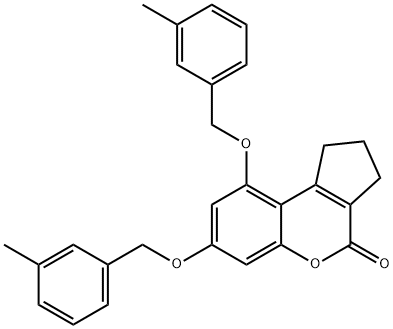 7,9-bis[(3-methylphenyl)methoxy]-2,3-dihydro-1H-cyclopenta[c]chromen-4-one Struktur