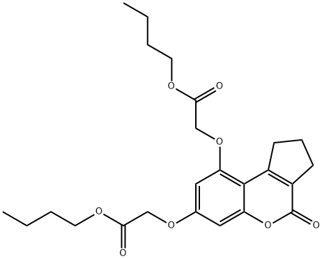 butyl 2-[[9-(2-butoxy-2-oxoethoxy)-4-oxo-2,3-dihydro-1H-cyclopenta[c]chromen-7-yl]oxy]acetate Struktur