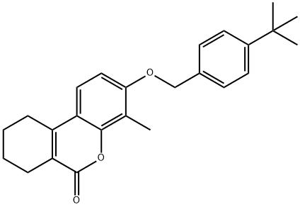 3-[(4-tert-butylphenyl)methoxy]-4-methyl-7,8,9,10-tetrahydrobenzo[c]chromen-6-one Struktur