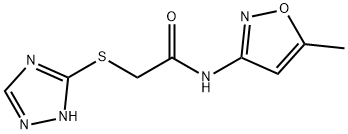 N-(5-methyl-1,2-oxazol-3-yl)-2-(1H-1,2,4-triazol-5-ylsulfanyl)acetamide 化学構造式