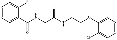 N-[2-[2-(2-chlorophenoxy)ethylamino]-2-oxoethyl]-2-fluorobenzamide 化学構造式