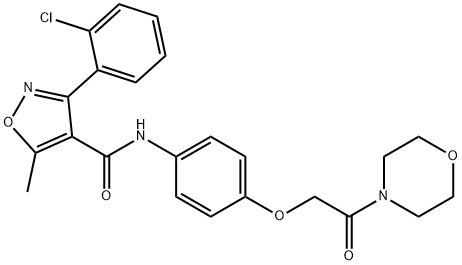 3-(2-chlorophenyl)-5-methyl-N-[4-(2-morpholin-4-yl-2-oxoethoxy)phenyl]-1,2-oxazole-4-carboxamide 化学構造式