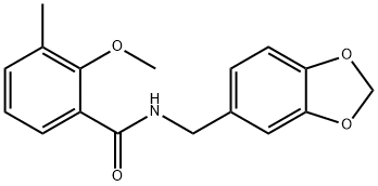 N-(1,3-benzodioxol-5-ylmethyl)-2-methoxy-3-methylbenzamide Structure