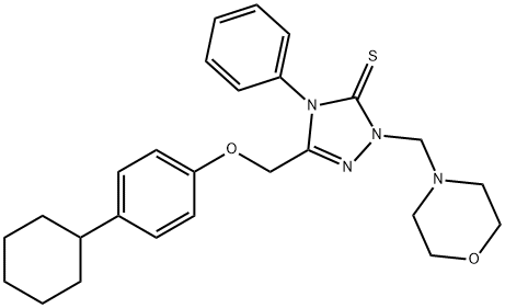 5-[(4-cyclohexylphenoxy)methyl]-2-(morpholin-4-ylmethyl)-4-phenyl-1,2,4-triazole-3-thione 化学構造式