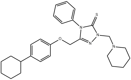 5-[(4-cyclohexylphenoxy)methyl]-4-phenyl-2-(piperidin-1-ylmethyl)-1,2,4-triazole-3-thione 结构式