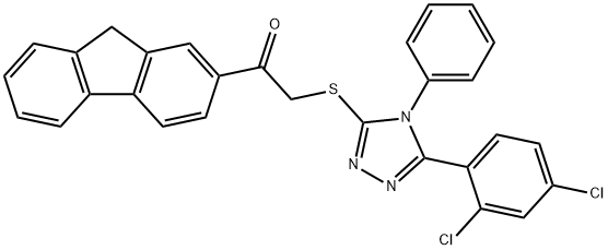 2-[[5-(2,4-dichlorophenyl)-4-phenyl-1,2,4-triazol-3-yl]sulfanyl]-1-(9H-fluoren-2-yl)ethanone Struktur