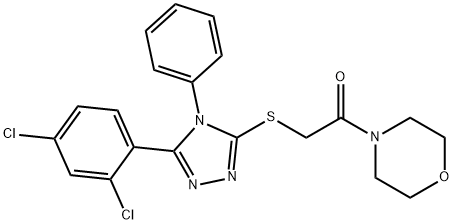 2-[[5-(2,4-dichlorophenyl)-4-phenyl-1,2,4-triazol-3-yl]sulfanyl]-1-morpholin-4-ylethanone Struktur