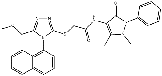 N-(1,5-dimethyl-3-oxo-2-phenylpyrazol-4-yl)-2-[[5-(methoxymethyl)-4-naphthalen-1-yl-1,2,4-triazol-3-yl]sulfanyl]acetamide 化学構造式