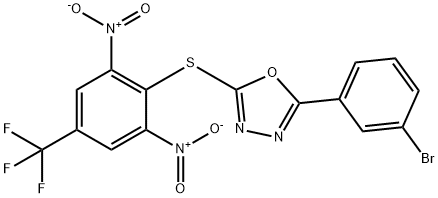 2-(3-bromophenyl)-5-[2,6-dinitro-4-(trifluoromethyl)phenyl]sulfanyl-1,3,4-oxadiazole,312318-57-3,结构式