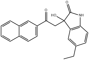 5-ethyl-3-hydroxy-3-(2-naphthalen-2-yl-2-oxoethyl)-1H-indol-2-one 化学構造式