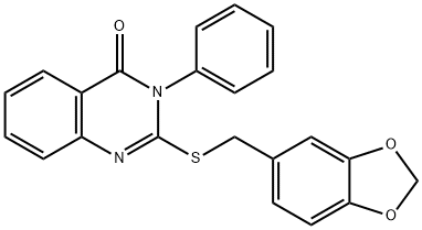 2-(1,3-benzodioxol-5-ylmethylsulfanyl)-3-phenylquinazolin-4-one 化学構造式