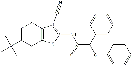 N-(6-tert-butyl-3-cyano-4,5,6,7-tetrahydro-1-benzothiophen-2-yl)-2-phenyl-2-phenylsulfanylacetamide Structure