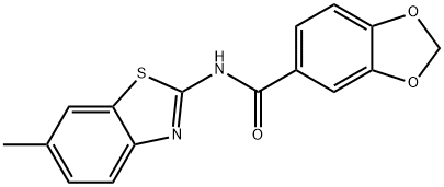 N-(6-methyl-1,3-benzothiazol-2-yl)-1,3-benzodioxole-5-carboxamide 结构式