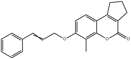 6-methyl-7-[(E)-3-phenylprop-2-enoxy]-2,3-dihydro-1H-cyclopenta[c]chromen-4-one Structure