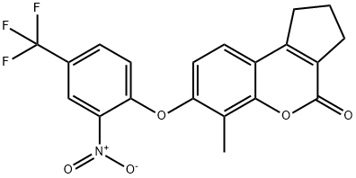 6-methyl-7-[2-nitro-4-(trifluoromethyl)phenoxy]-2,3-dihydro-1H-cyclopenta[c]chromen-4-one Structure