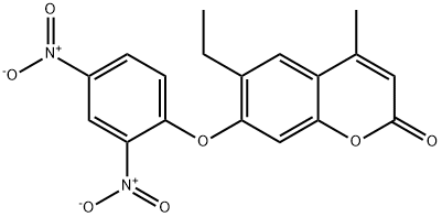 7-(2,4-dinitrophenoxy)-6-ethyl-4-methylchromen-2-one Struktur