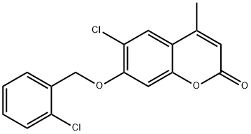 6-chloro-7-[(2-chlorophenyl)methoxy]-4-methylchromen-2-one Structure