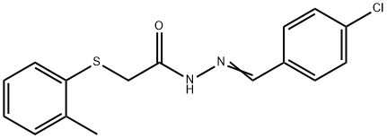 N-[(E)-(4-chlorophenyl)methylideneamino]-2-(2-methylphenyl)sulfanylacetamide Struktur