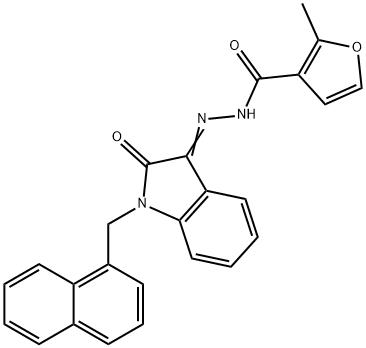 2-methyl-N-[(E)-[1-(naphthalen-1-ylmethyl)-2-oxoindol-3-ylidene]amino]furan-3-carboxamide Structure