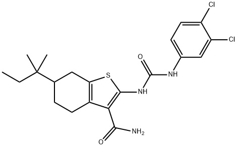 2-[(3,4-dichlorophenyl)carbamoylamino]-6-(2-methylbutan-2-yl)-4,5,6,7-tetrahydro-1-benzothiophene-3-carboxamide Structure