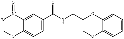 4-methoxy-N-[2-(2-methoxyphenoxy)ethyl]-3-nitrobenzamide 化学構造式