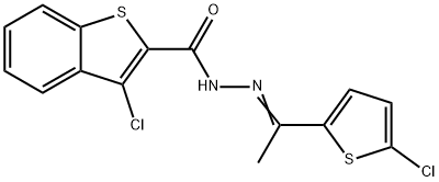 3-chloro-N-[(E)-1-(5-chlorothiophen-2-yl)ethylideneamino]-1-benzothiophene-2-carboxamide Structure