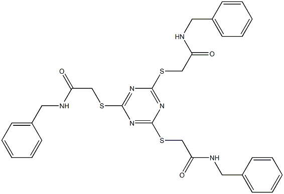 N-benzyl-2-[[4,6-bis[[2-(benzylamino)-2-oxoethyl]sulfanyl]-1,3,5-triazin-2-yl]sulfanyl]acetamide,331981-83-0,结构式