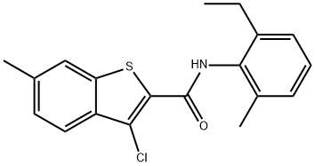 3-chloro-N-(2-ethyl-6-methylphenyl)-6-methyl-1-benzothiophene-2-carboxamide 结构式