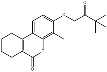 3-(3,3-dimethyl-2-oxobutoxy)-4-methyl-7,8,9,10-tetrahydrobenzo[c]chromen-6-one Struktur