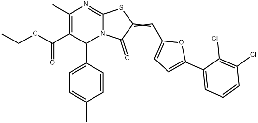 ethyl (2Z)-2-[[5-(2,3-dichlorophenyl)furan-2-yl]methylidene]-7-methyl-5-(4-methylphenyl)-3-oxo-5H-[1,3]thiazolo[3,2-a]pyrimidine-6-carboxylate Structure