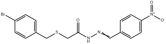 2-[(4-bromophenyl)methylsulfanyl]-N-[(E)-(4-nitrophenyl)methylideneamino]acetamide 化学構造式