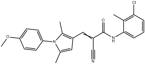 (E)-N-(3-chloro-2-methylphenyl)-2-cyano-3-[1-(4-methoxyphenyl)-2,5-dimethylpyrrol-3-yl]prop-2-enamide Struktur