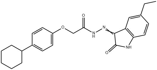 2-(4-cyclohexylphenoxy)-N'-(5-ethyl-2-oxoindol-3-yl)acetohydrazide,341017-19-4,结构式